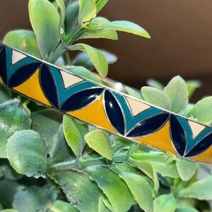 Brighton Enamel Bangle with Blue and Yellow Accents